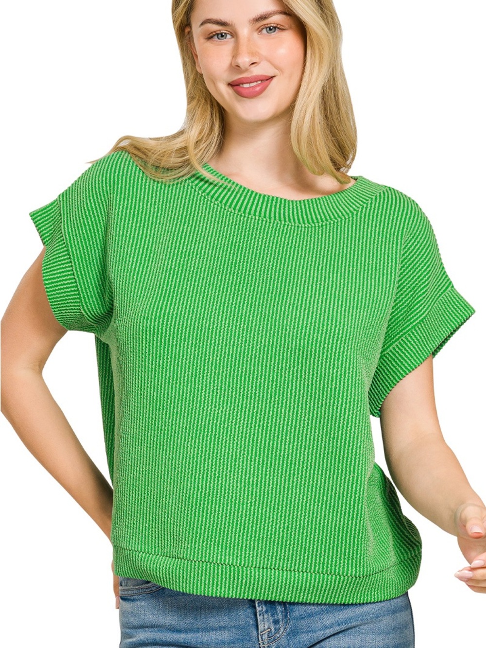 Women’s Relaxed Knit Top in Bright Green